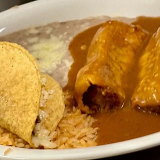 N. Two Tamales, Taco, Rice & Beans