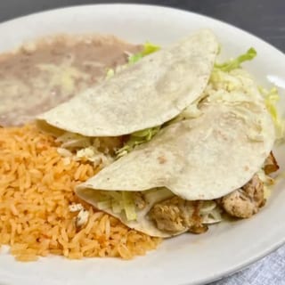 I. Two Tacos with Rice & Beans